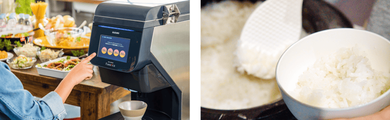 Rice-serving using Fuwarica and rice scoop.